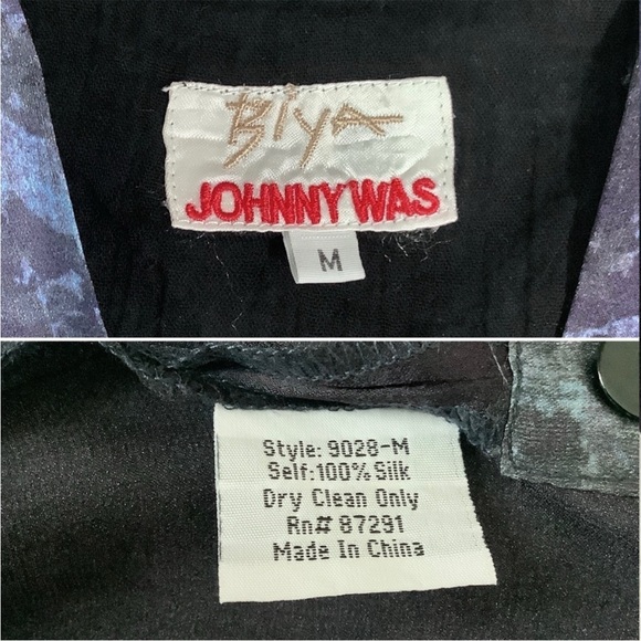 Johnny Was Blue and Black Floral Top - Picture 6 of 11